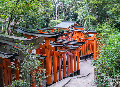 Shinto gateways beside stairs thumbnail