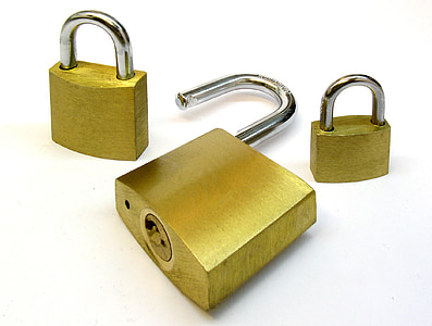 three brown steel padlocks thumbnail