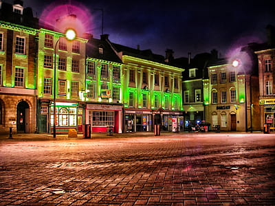 green lighted concrete building thumbnail