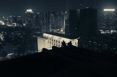 black and white lighted buildings thumbnail