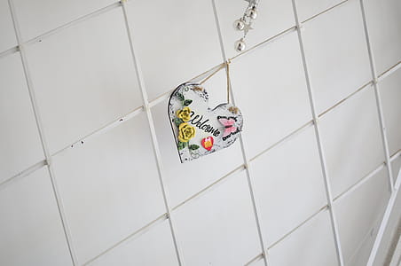 Heart White, Black, and Yellow Floral Hanging Decor thumbnail