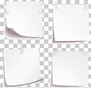 Paper Rectangle White, Blank paper notes material, four printer papers with adhesive tapes PNG clipart