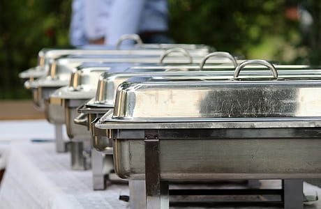 gray food warmers on table thumbnail