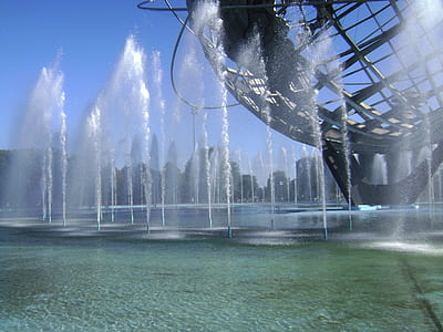 water fountains beside globe thumbnail