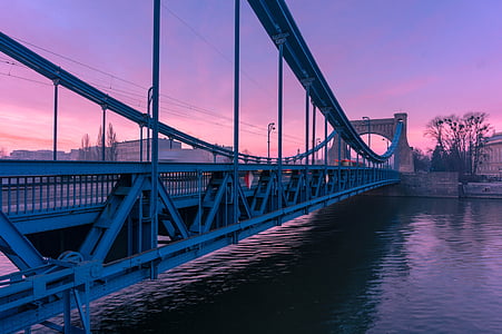 gray cable bridge during golden hour thumbnail