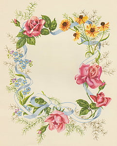 red ross and black-eyed susan flower frame illustration thumbnail