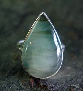 tear-drop silver-colored pendant ring thumbnail