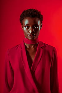 Fashion Model In Red Suit Photo thumbnail
