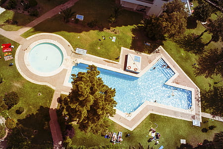 aerial view of pool near trees thumbnail