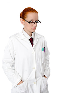 woman wearing white coat and eyeglasses thumbnail