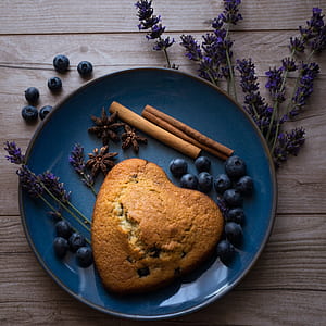 brown cookie served on blue plate thumbnail