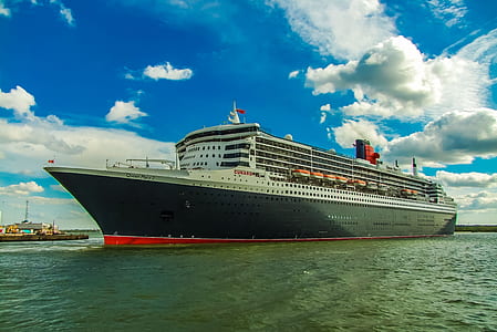 black and white cruise ship during daytime thumbnail