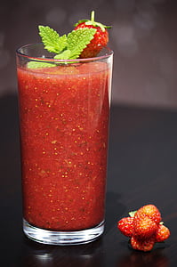 closeup photography of strawberry juice in glass thumbnail