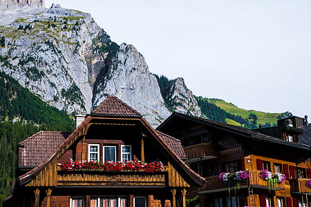 wood, landscape, mountains, houses thumbnail