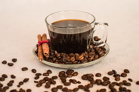 Clear Glass Coffee Cup on Clear Round Glass Saucer thumbnail