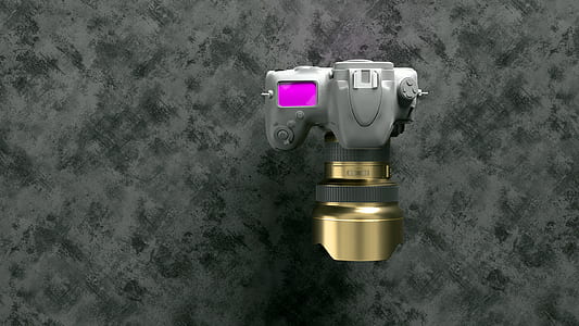gray and gold DSLR camera on gray surface thumbnail