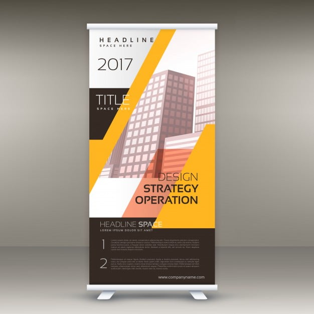 Abstract Yellow And Black Roll Up Banner Design Eps File Free