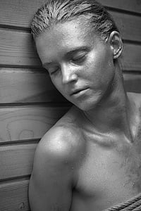 closed eyes woman near to board thumbnail