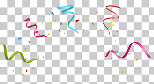 Party Ribbon Birthday Stock photography, Colorful fireworks ribbons, red, blue, and green ribbon and confetti illustration PNG clipart