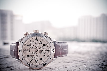 Timex chronograph watch on flooring thumbnail