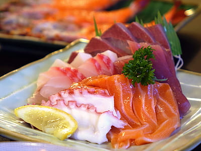 salmon meat and sliced lemon thumbnail