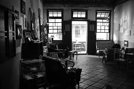 grayscale photo of chair thumbnail