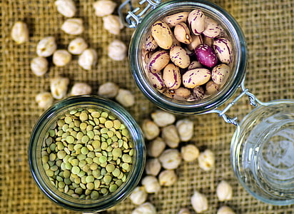 assorted-color beans filled glass canisters thumbnail