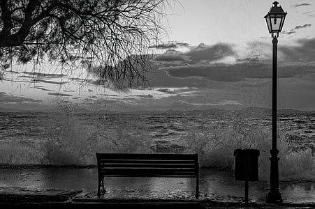 park during storm grayscale photo thumbnail