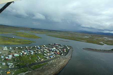 Aerial View on the wing of the landscape of Unalakleet, Alaska thumbnail