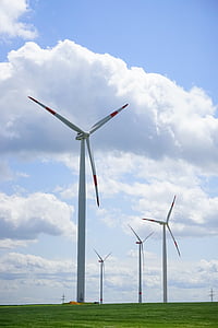 windmills on grass field thumbnail