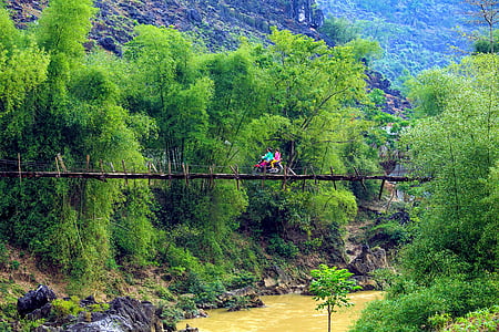 person riding on motorcycle driving over wooden bridge thumbnail