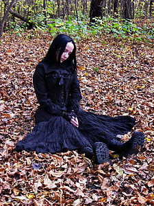 woman wearing black long-sleeved dress thumbnail