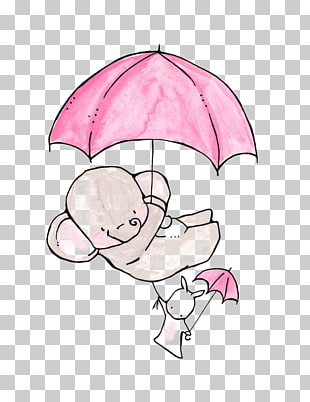 Elephant Rabbit Drawing Child, elephant, elephant with pink umbrella illustration PNG clipart