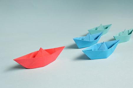 red and blue origami boats thumbnail