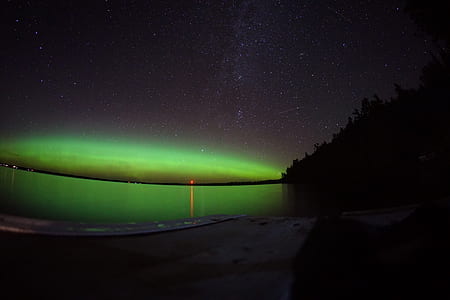 northernlight, horizon, aurora borealis, panoramic thumbnail
