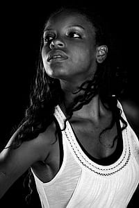 grayscale photo of woman wearing tank top thumbnail