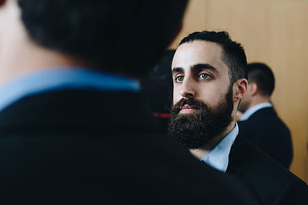 Man Wearing Black and Blue Suit thumbnail