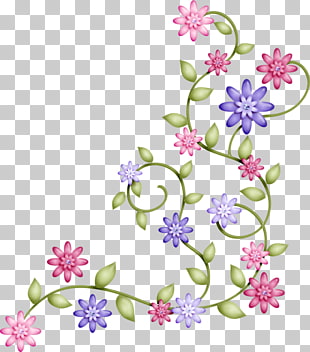 Borders And Frames Flores Pink And Blue Floral Art Png Clipart Free Cliparts Uihere