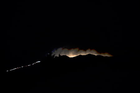 black, silhouette, nature, mountains, trees, dark thumbnail