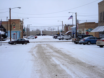 Logan Avenue in Downtown Terry during a snow day, Montana thumbnail