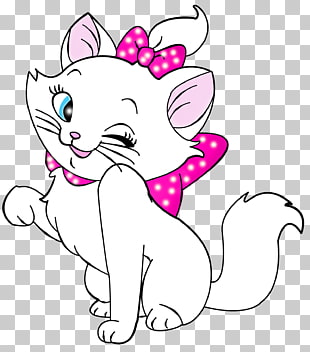Kitten Cat Marie , White Kitten Cartoon Free , white and pink cat sticker PNG clipart