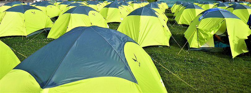 closed green and gray dome tent lot thumbnail