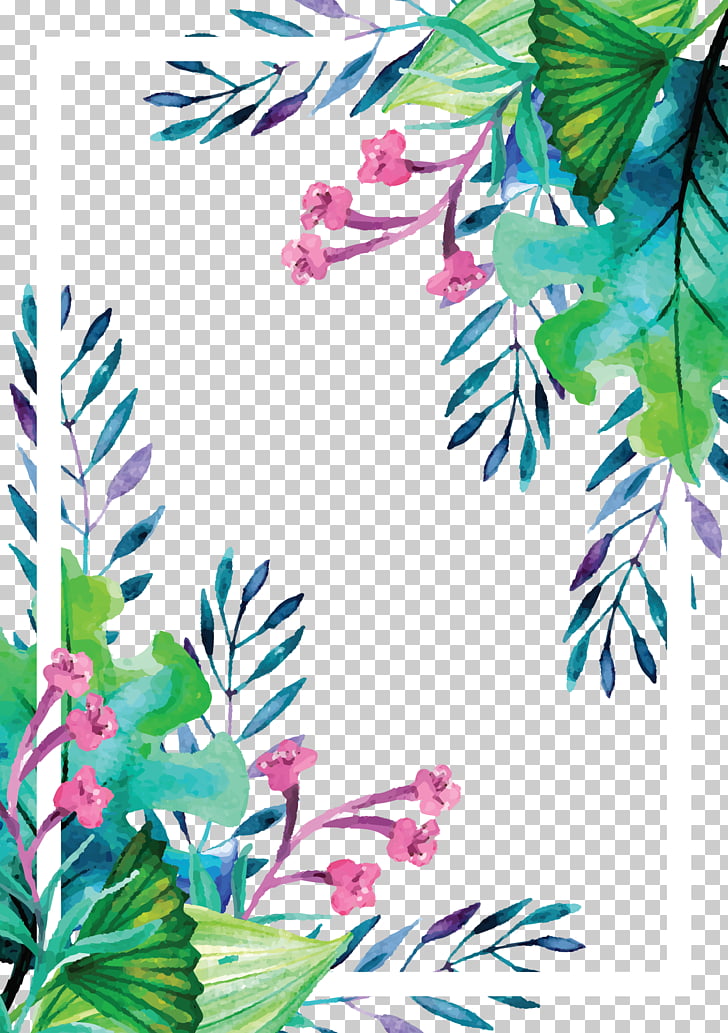Euclidean , Summer plant watercolor hand painted border, painting of flowers photo frame PNG clipart