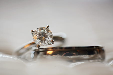 Close Up Photo of Diamond Stud Silver-colored Eternity Ring thumbnail