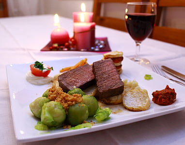 cooked foods on square white plate thumbnail
