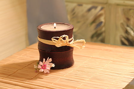 brown wooden candle holder thumbnail