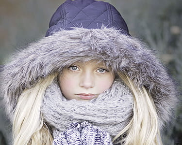 girl wearing scarf and fur-lined hoodie thumbnail