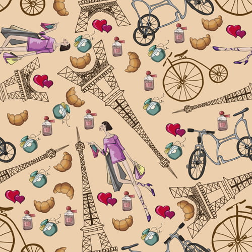 Fashion paris seamless pattern vectors 01 eps file