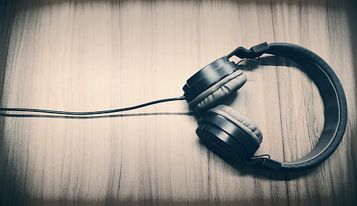 black and gray corded headphones thumbnail