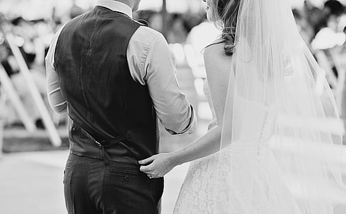 grayscale photography of newlywed couple thumbnail
